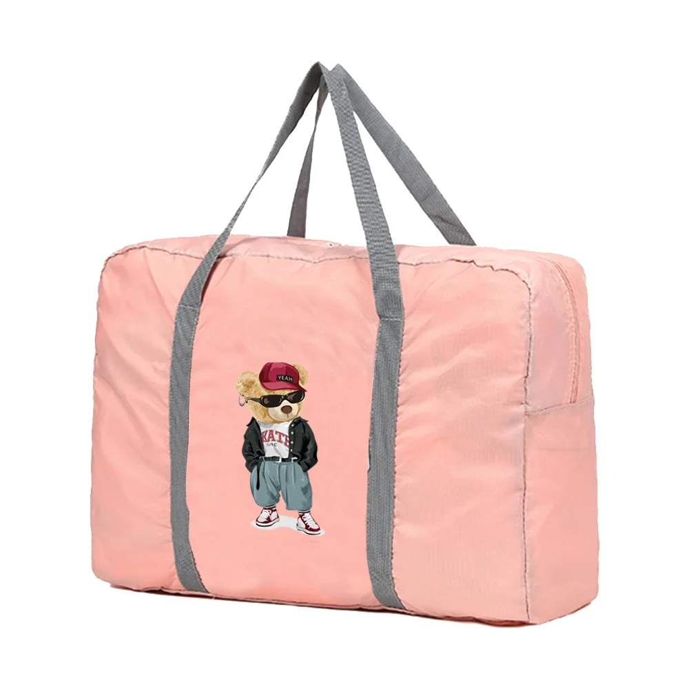 Borse da viaggio pieghevoli Organizzatore Borse da donna Borse da viaggio da uomo Tote Borsa portaoggetti per abbigliamento unisex Borsone modello orso di tendenza