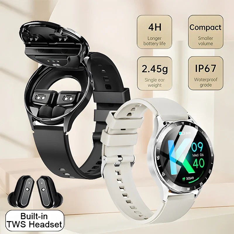 

2024 New Wireless Bluetooth Headphones 2 in 1 Smartwatch Men NFC Blood Pressure Heart Rate Test Sports Smart Watch for Women