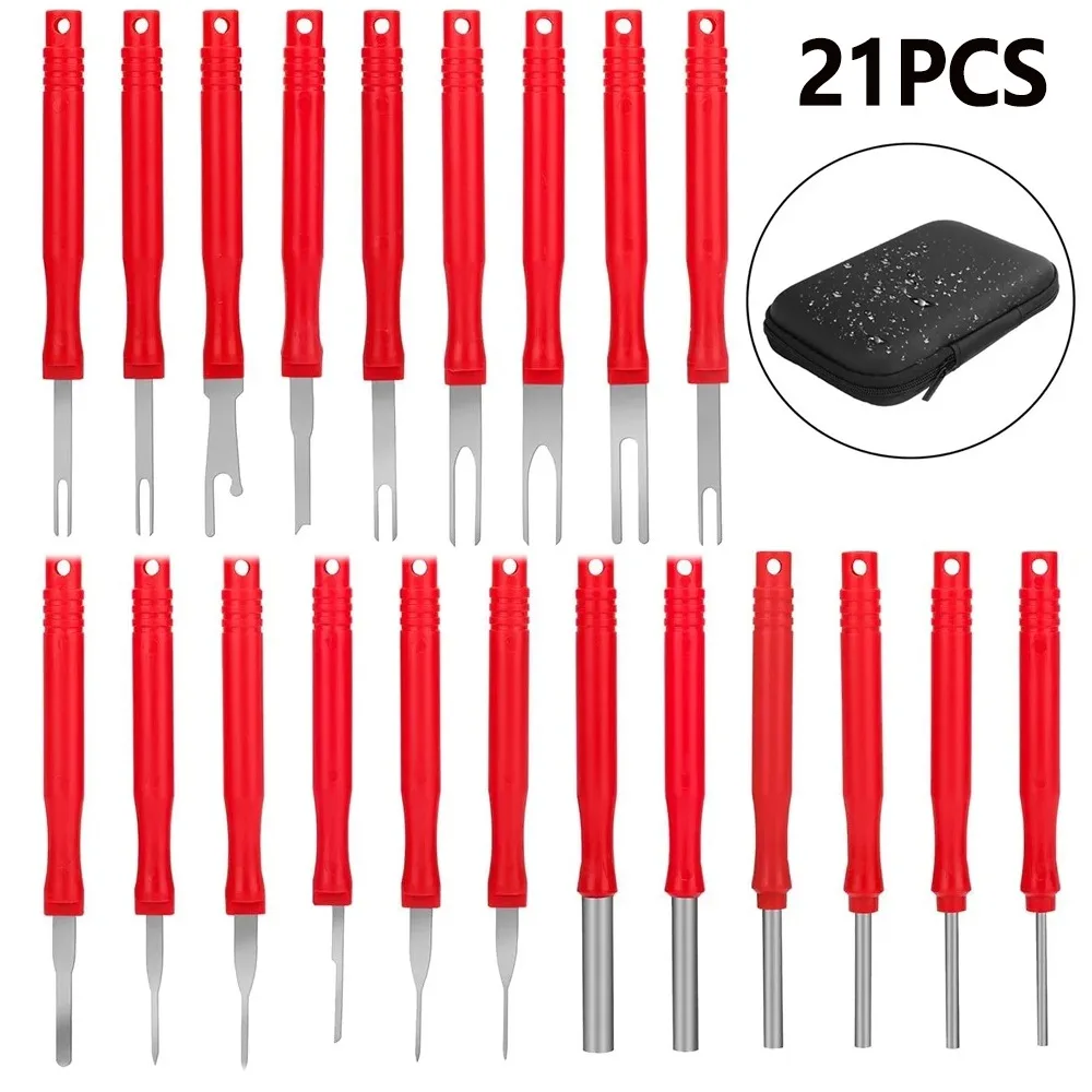 

21Pcs Car Terminal Removal Tool Kit Cable Plug Remove Puller Electrical Wire Crimp Connector Pin Extractor Tool Set