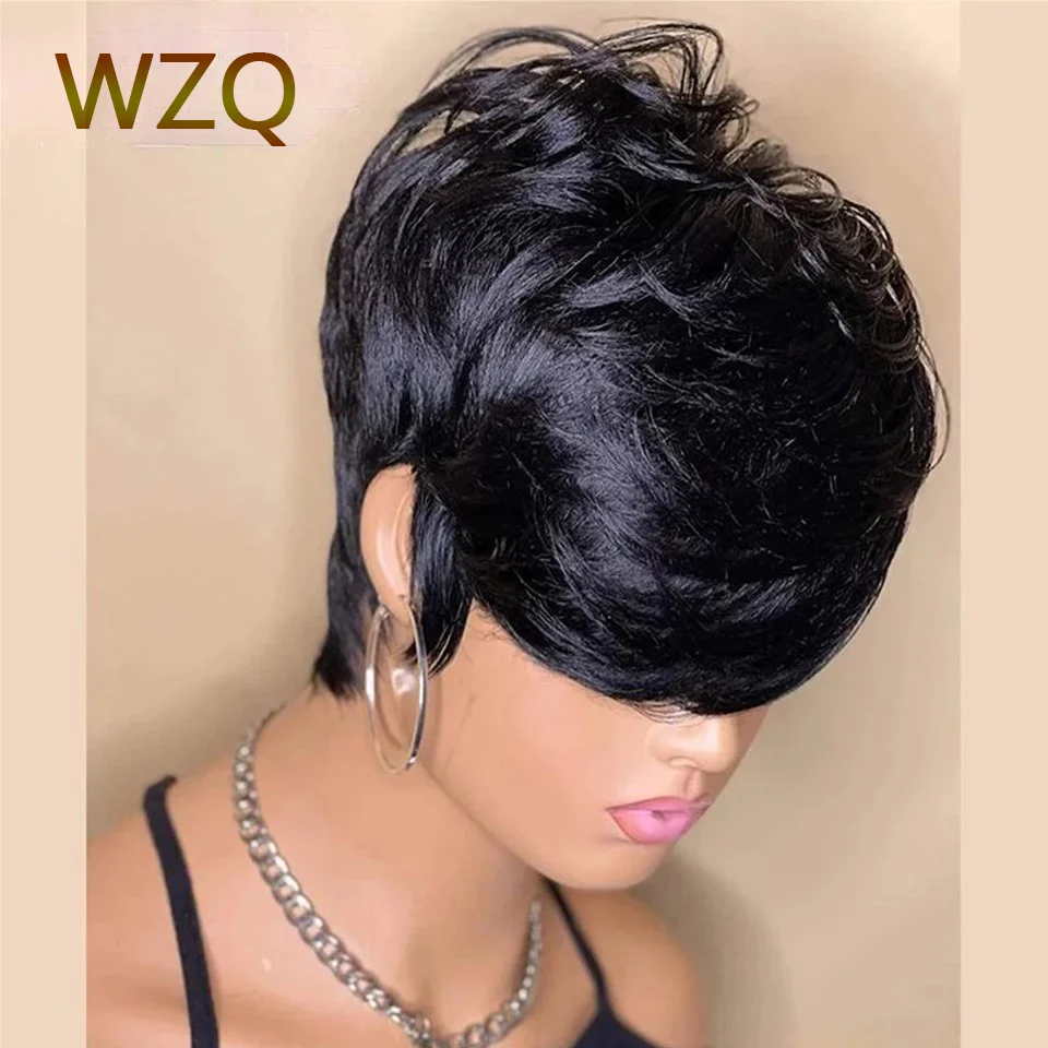 Short Bob Wig Pixie Cut Straight Human Hair Wigs For Women Natural Color Human Hair Accessories Glueless Wig Ready To Wear Sale