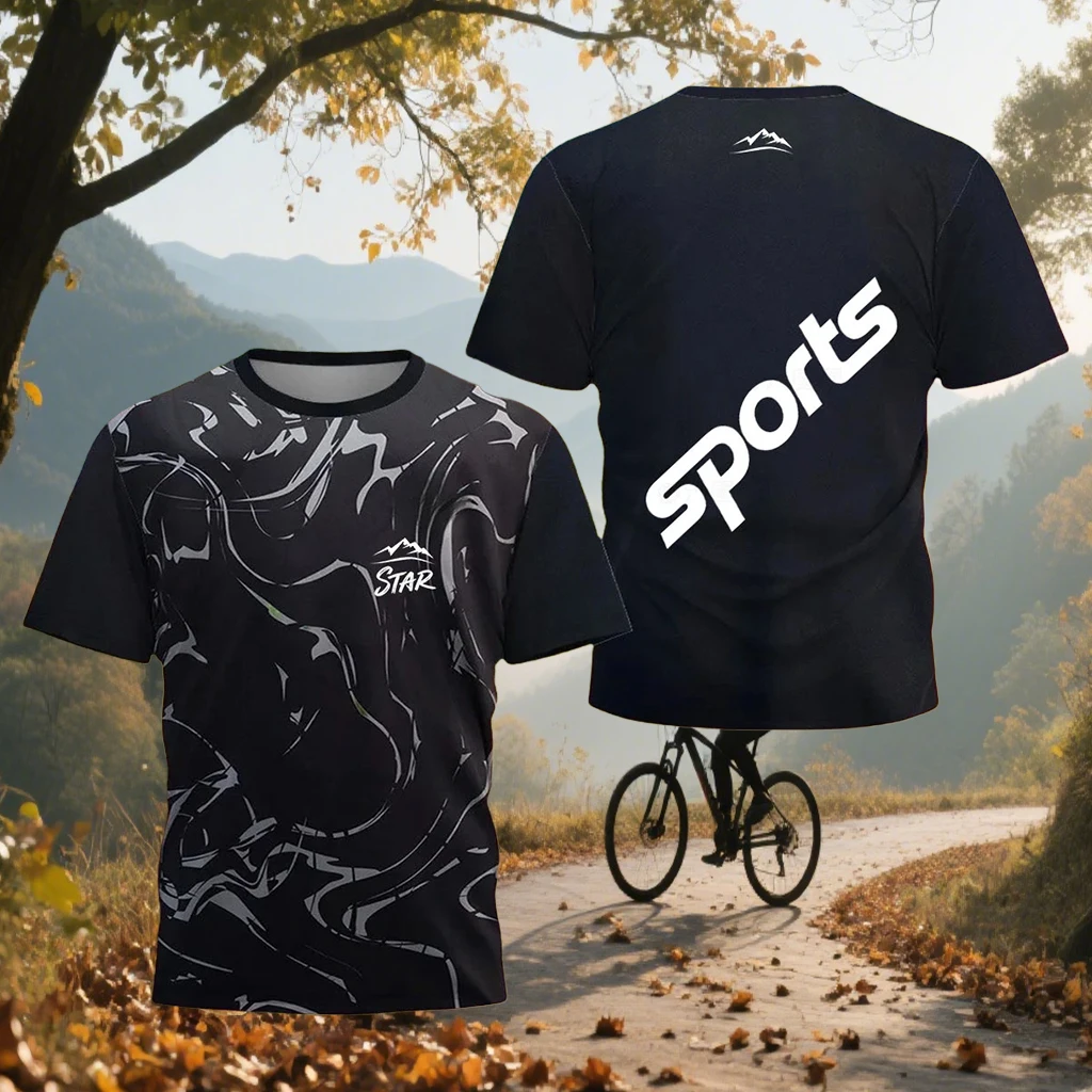 

Модная футболка с принтом, спортивный костюм для спорта на открытом воздухе, мотоциклетный велосипедный костюм, дышащий и крутой топ с короткими рукавами, свободная футболка с круглым вырезом