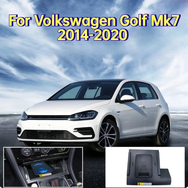 Car Center Console 50W Wireless Charger for Android Phone Upgrade Modified Fast Charging Pad For Volkswagen Golf Mk7 2014-2020