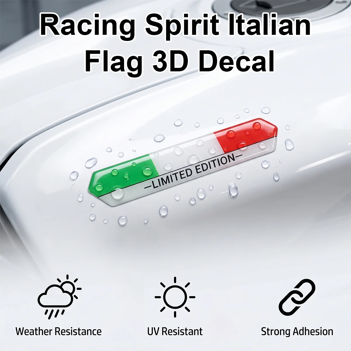 2 Stück für Piaggio Vespa Aprilia Ducati Italien-Flaggen-Aufkleber, limitierte Auflage, 3D-Aufkleber mit hochglänzender, gewölbter Gel-Oberfläche für Auto-Dekorationen – Detail 6