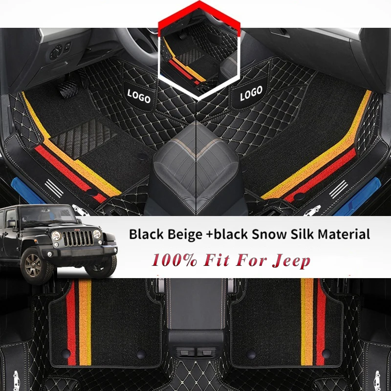 Full Coverage Double Layer Custom Leather Car Mats For Jeep All Models Renegade Compass Cherokee Patriot Wrangler CarAccessories