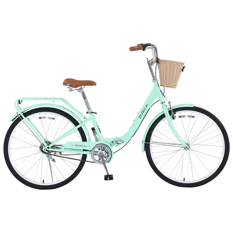 

26 Inch Single Speed Folding Lady Bike , Durable Steel Frame,Compact Design for Easy Storage and Commuting