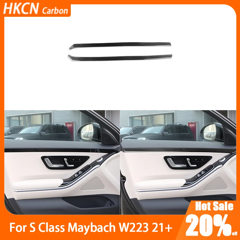 

For Maybach S Class W223 21+ Carbon Fiber Car Accessories Front Door Inner Strip Panel Interior Cover Trim Sticker Modification