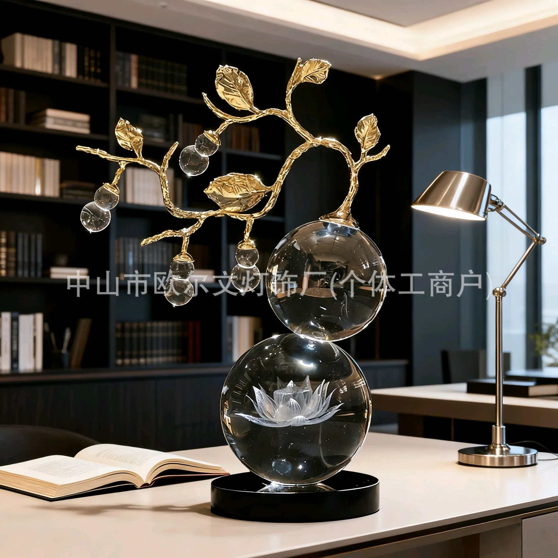 HYS new lucky crystal gourd ornament light luxury high-end living room wine cabinet office decoration moving house gift