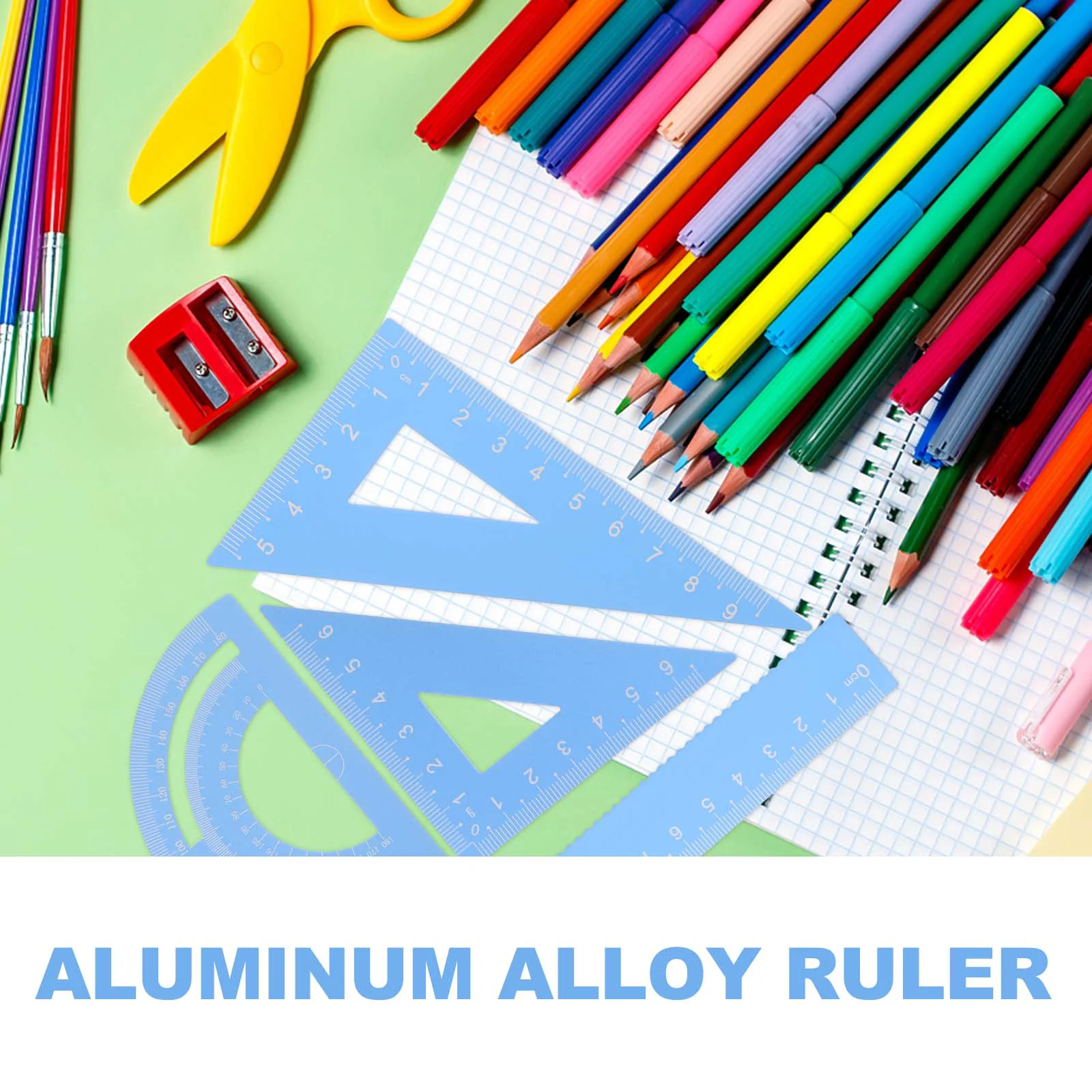 Ensemble de règles triangulaires droites pour l'école, kit en alliage d'aluminium robuste, mesure professionnelle, 4 pièces, 4 pièces