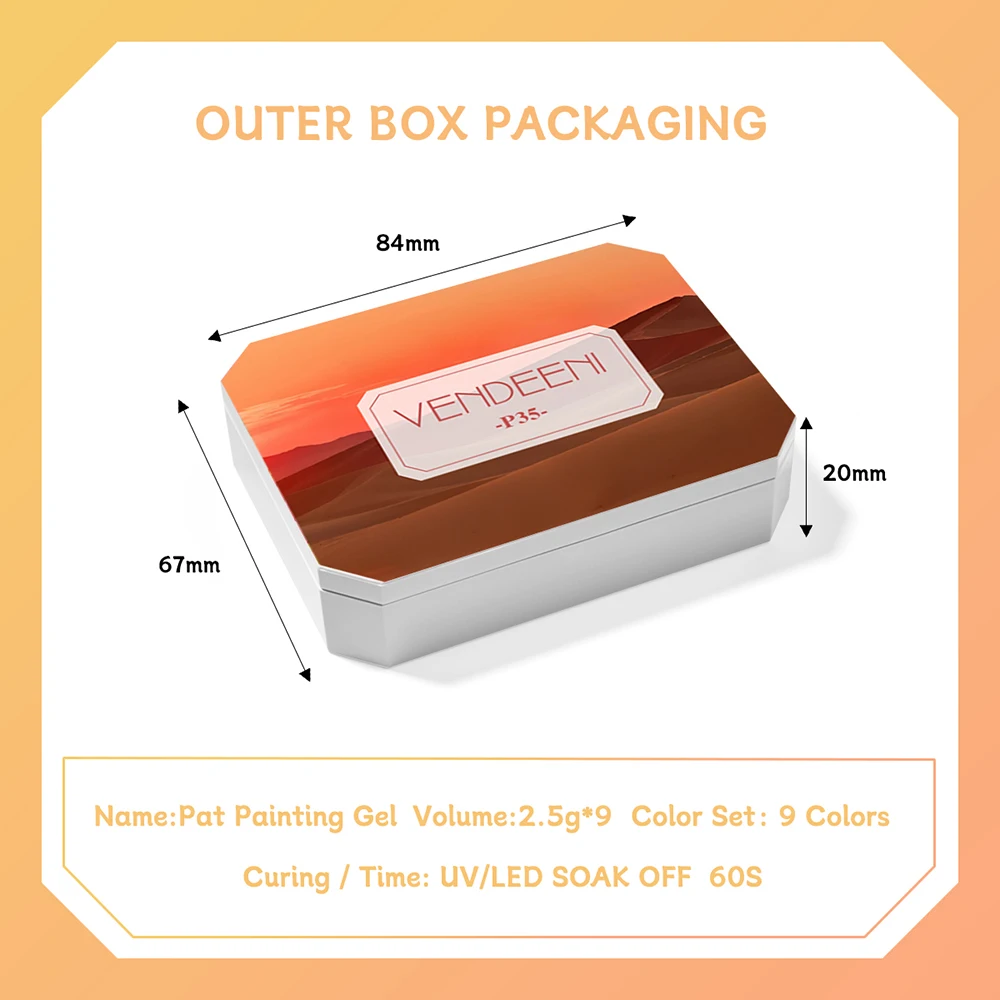 Vendeeni TPO HEMA FREE 9 Grid Brown Patting Gel Nail Polish UV LED Soak Off Gel Varnish Blooming Gradient Painting Gel Lacquer
