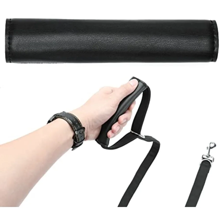 Trela para cães com alça eve, coleira para cães, couro e neoprene macio, garante aderência confortável, preta