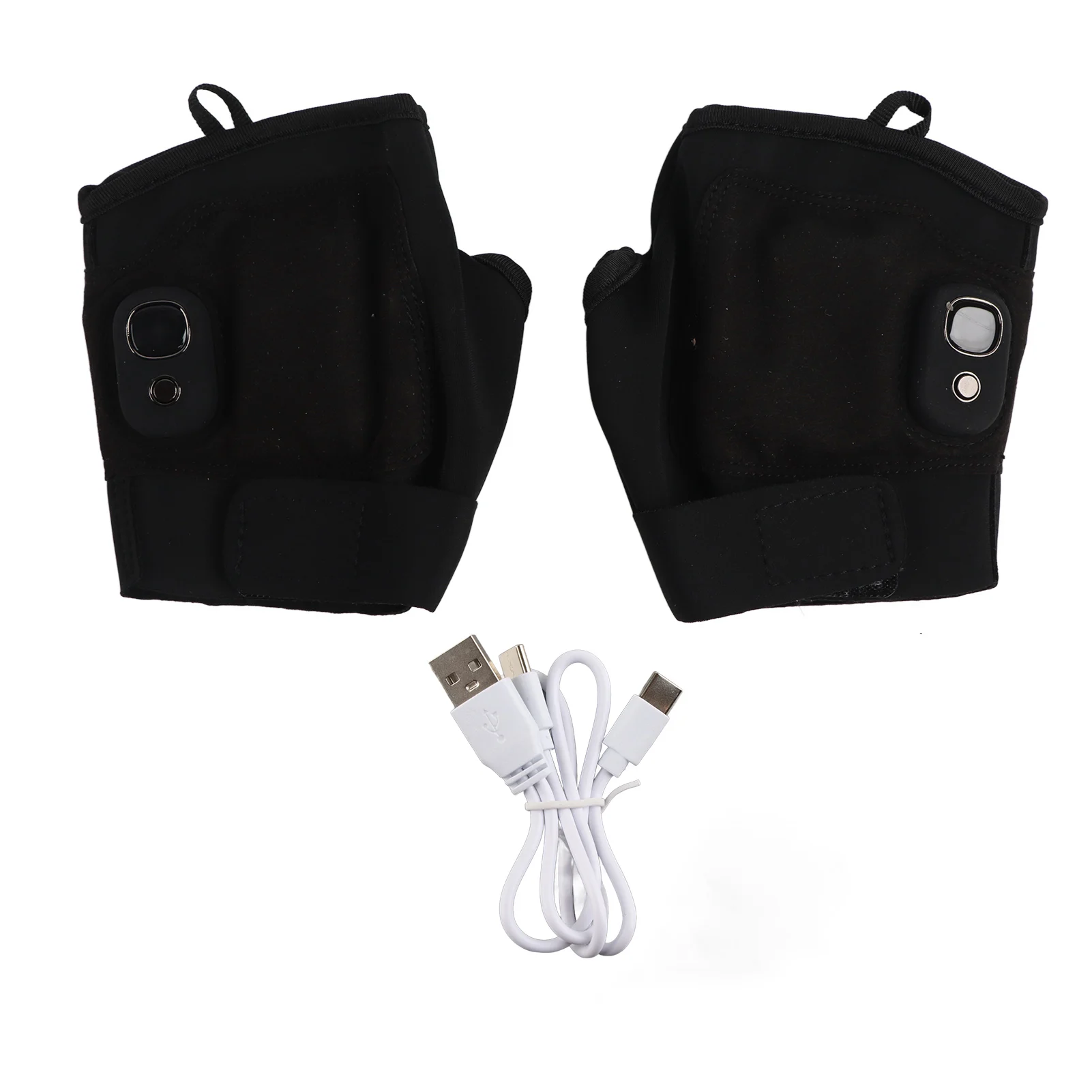 

Electric Half Hand Warmer Ultra Adjustable Elastic Wrist Strap Wide Use Electric Heated Gloves with Data Cable for Riding