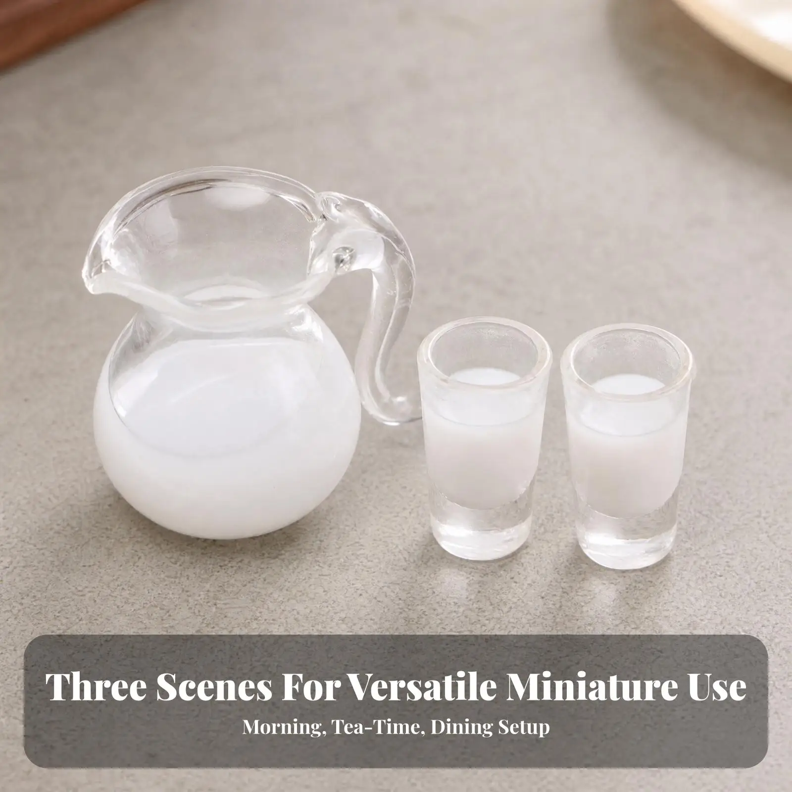 4x3 Pieces Dollhouse Drink Set with Two Glasses Transparent Miniature Food Scene Beverage Prop Set Authentic for Diorama