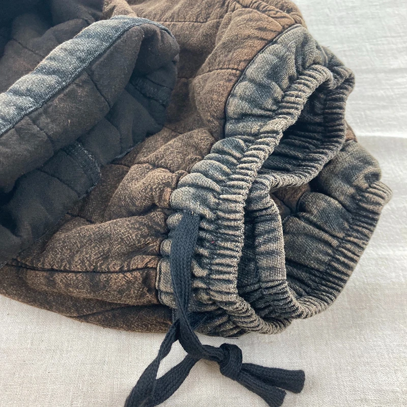 2025 جديد وصول الشتاء النساء الدافئة سميكة خمر الكاحل طول السراويل عادية فضفاض القطن الكتان مرونة الخصر سراويلي حريمي M197 #2