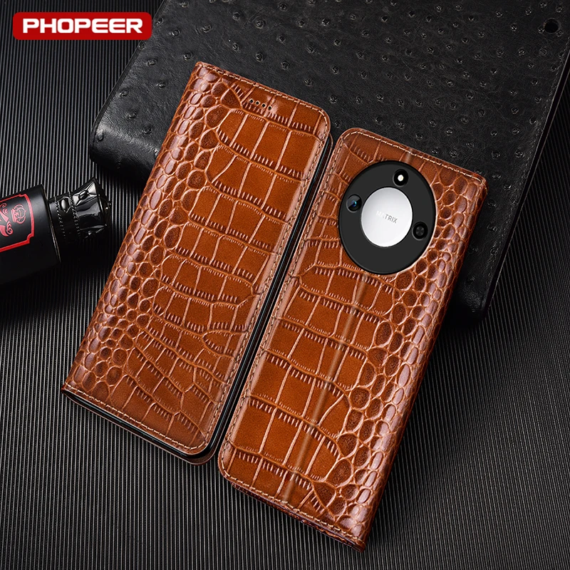 حافظة لهاتف Honor X70 X70i X60 X60i GT Pro Power من الجلد الطبيعي على طراز الأعمال مع فتحة للبطاقات #1