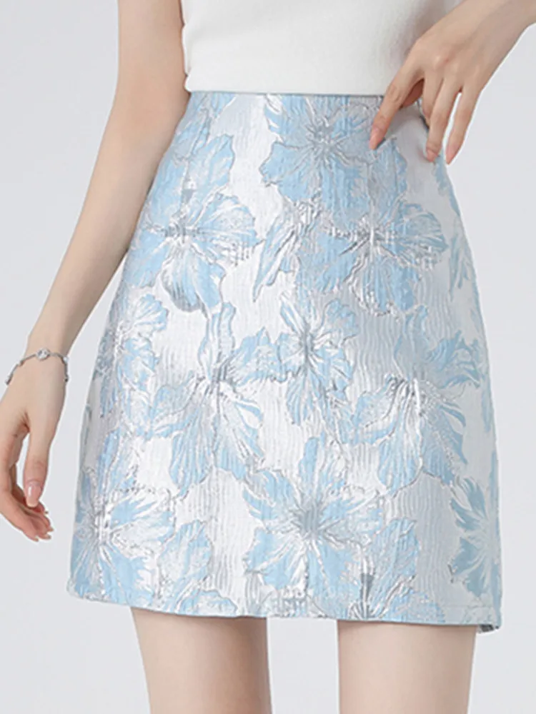 SMTHMA 2024 New Spring/Summer Korean Design Slimming Skirt Chinese Jacquard A-Line Short Skirt