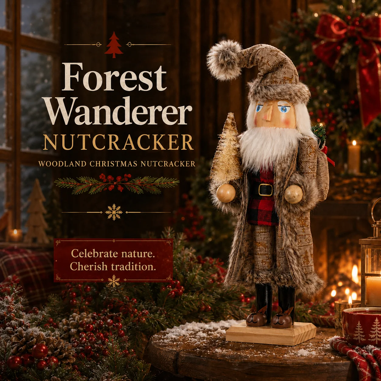 38CM Weihnachts-Nussknacker Holz-Nussknacker Ornament Soldatenfigur Handgefertigte Puppe Spielzeug Heim Büro Schreibtisch Weihnachtsdekoration Geschenk