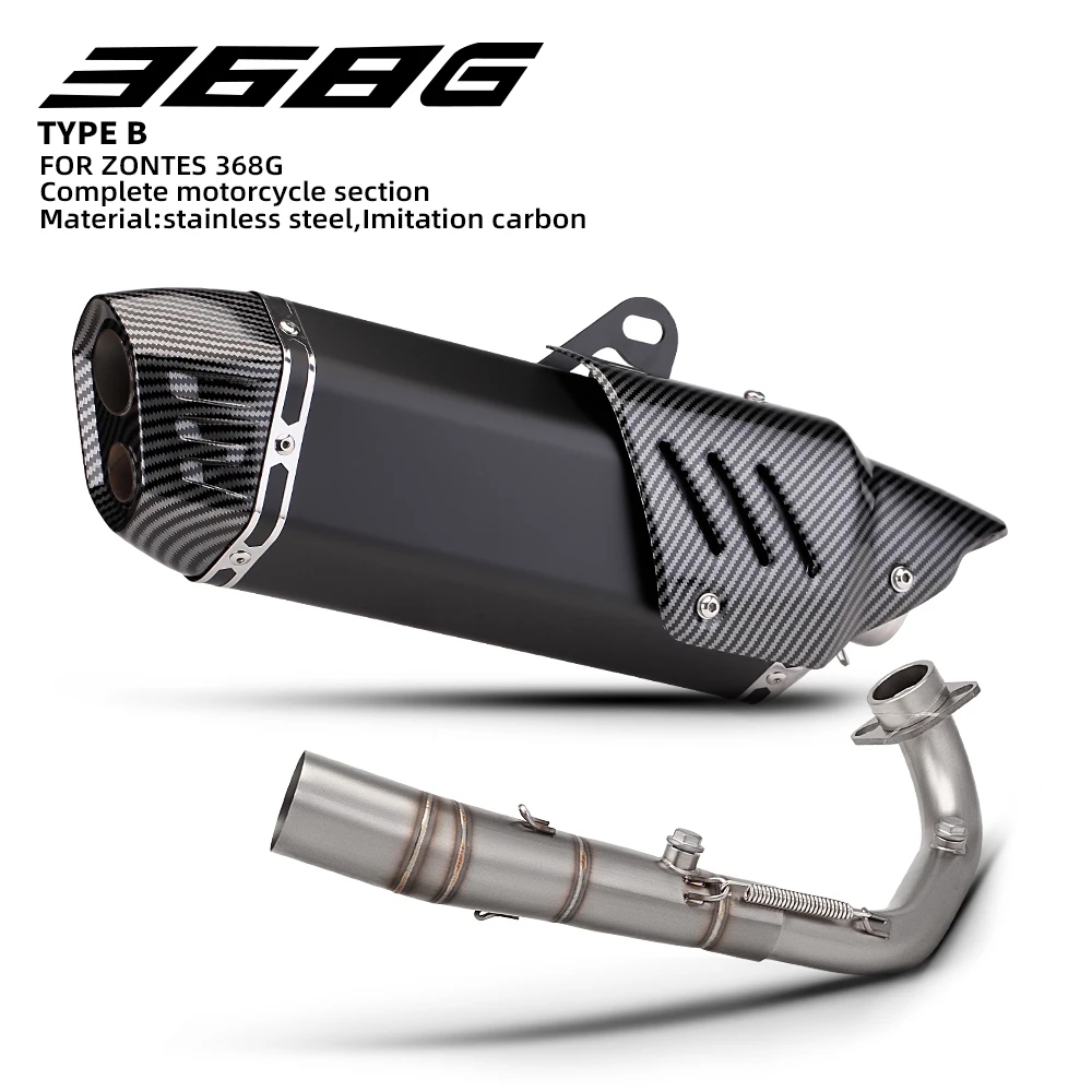 

ZONTES 368G Motorcycle Exhaust Full System Modify Manifold Carbon Muffler Escape