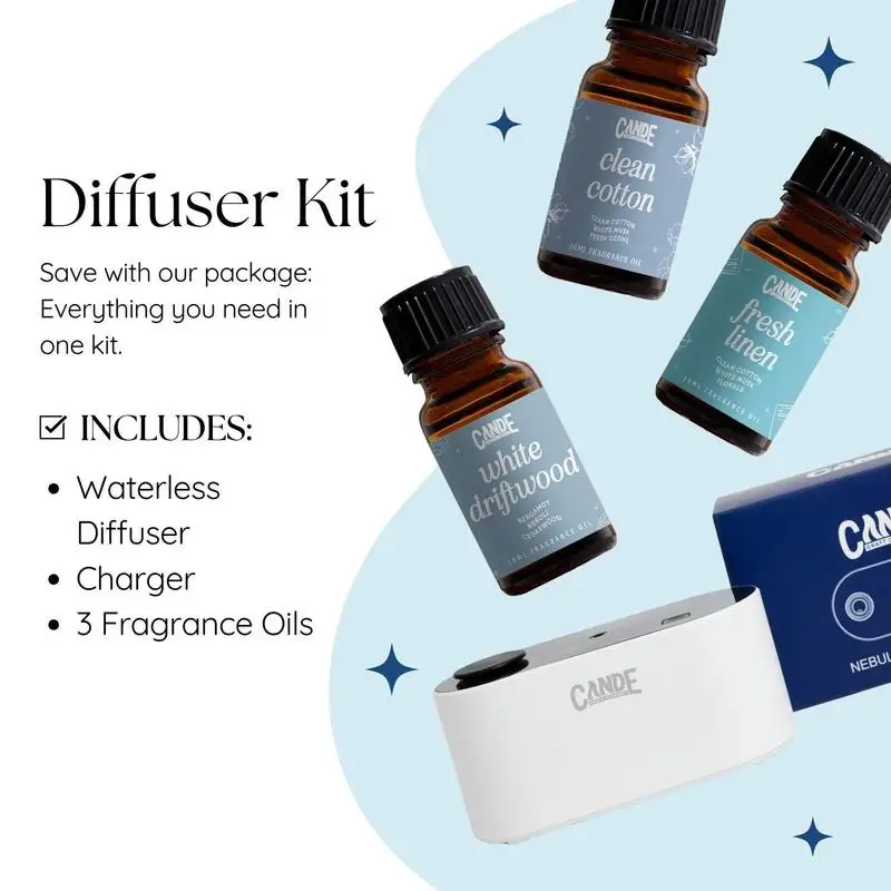 Conjunto de presente difusor de óleo de fragrância sem água - Funciona com bateria, design compacto, inclui 3 aromas
