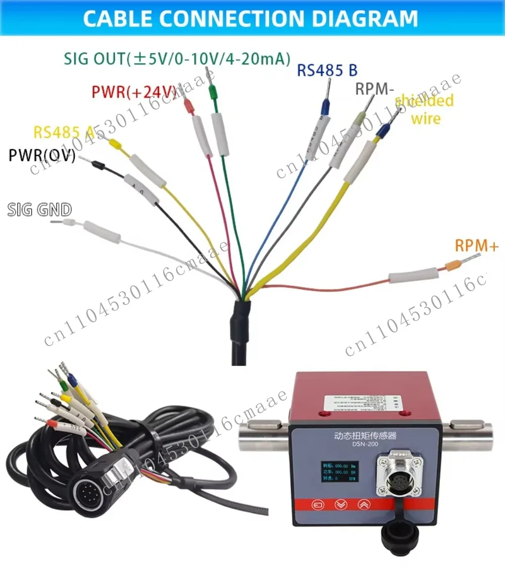 5 Nm 100  200 Nm 500 Nm Dynamic torque sensor, shaft rotation, dynamic rotary torque sensor