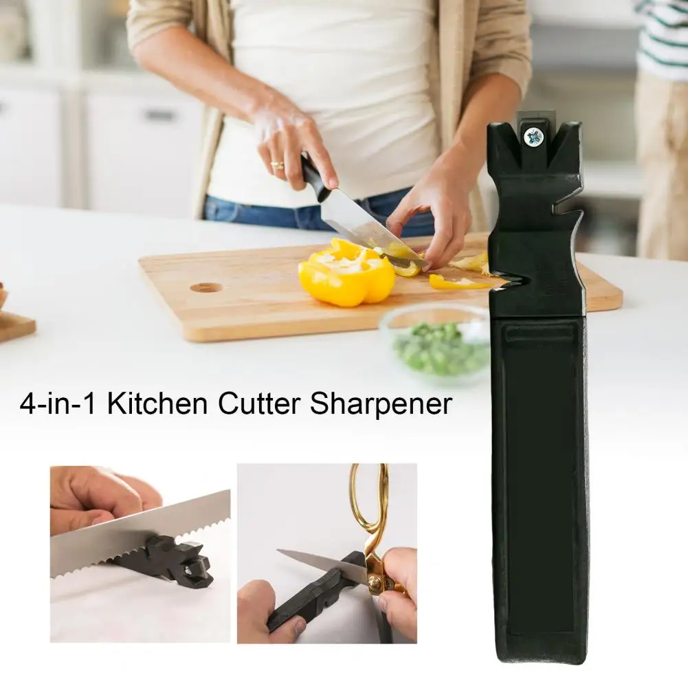 Travel Size Sharpener Kitchen Shear Sharpener Professional 4-in-1 Steel Blade Cutter Sharpener Fast Sharpening Tool for Kitchen