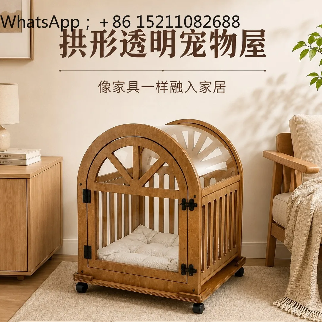 SCY dog cage Small dog dog villa Transparent cat nest Cat villa with wheels Movable breathable cat house