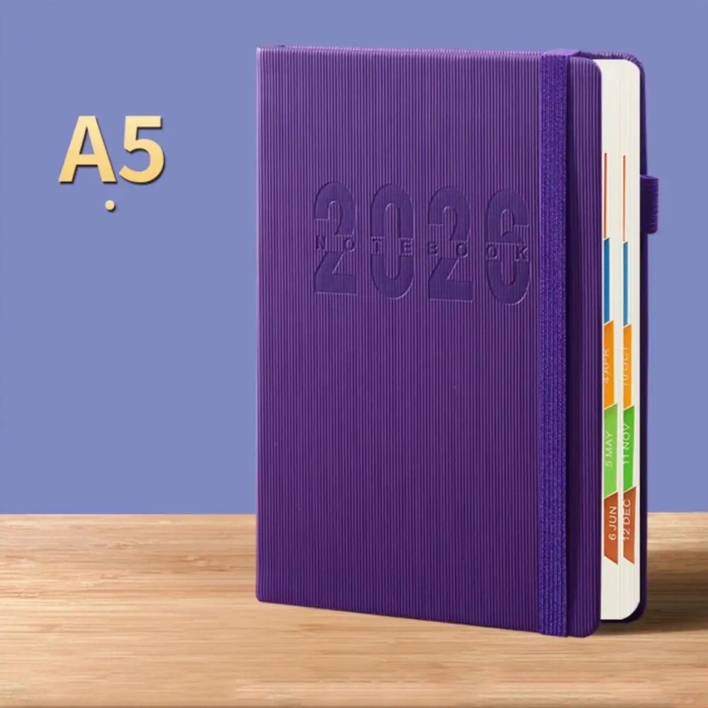 Diario di pianificazione annuale 2026 Planner con copertina in ecopelle per uomo Donna Calendario settimanale mensile Diario Contatti Note Pagine
