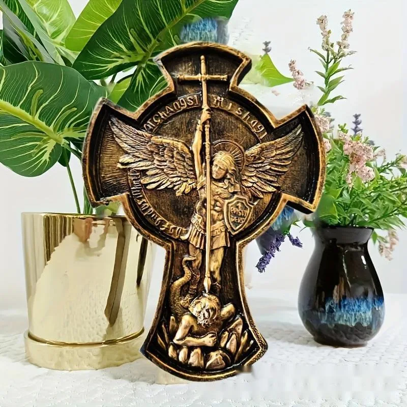 Escultura de Michael Angel, estatua de Ángel de resina, el gran Protector, figuritas de San Miguel Arcángel, adornos coleccionables para el hogar, arte