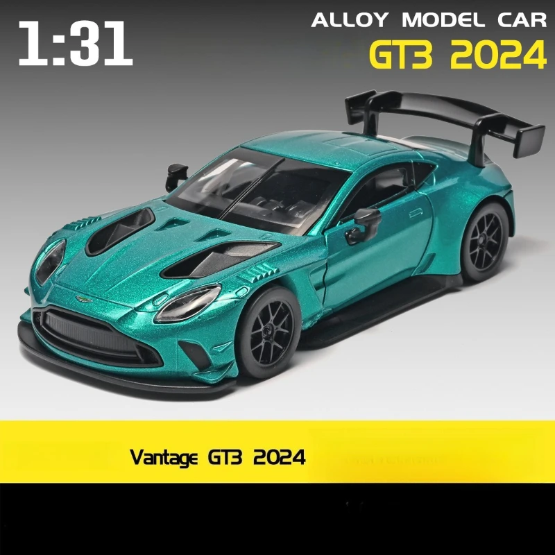 

Масштабная модель спортивного автомобиля 1:31 Vantage GT3 2024 из литого металла со звуком и светом, коллекционная, детская игрушка, подарок