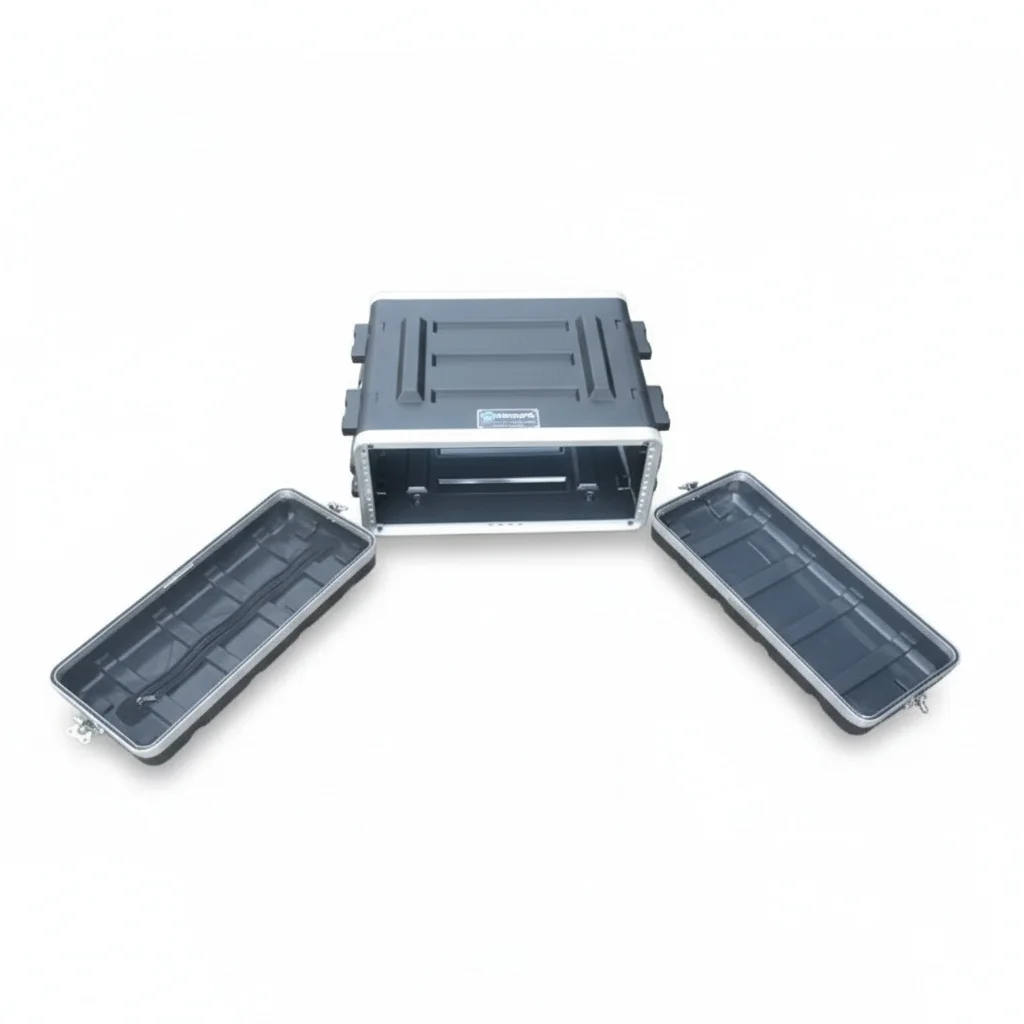 Waterproof Rack Case, ABS Hard Case 1U-12U, 17-inch 19-inch Depth Equipment Tool Case, Aluminum Frame, Shockproof Flight Case