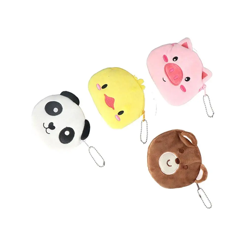 Monedero de peluche de Panda de dibujos animados Kawaii, bolsa de almacenamiento de dibujos animados de oso pollo, billetera cero, bolsa para auriculares, billetera cero de felpa para niñas