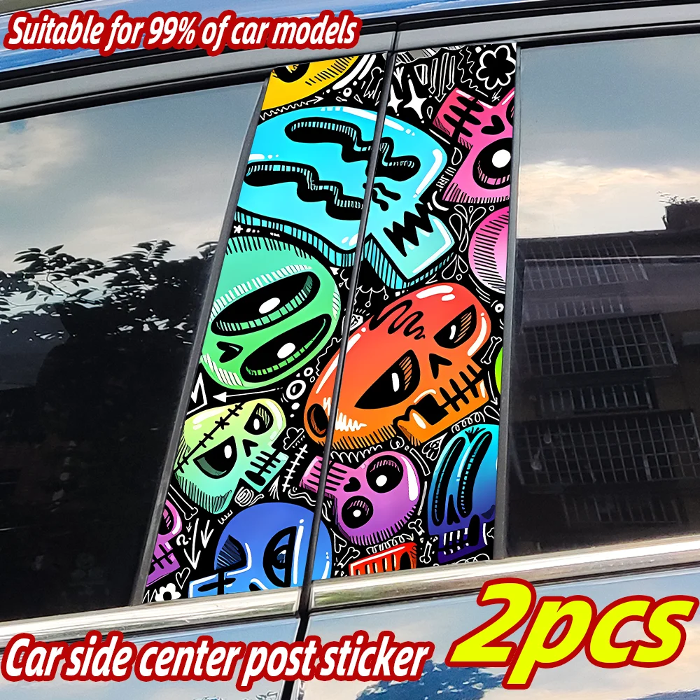 

Halloween Skull Car Stickers Auto B-pillar Car Center Column Decor Cover Scratches Waterproof Sunscreen Vinyl Decals Accessories