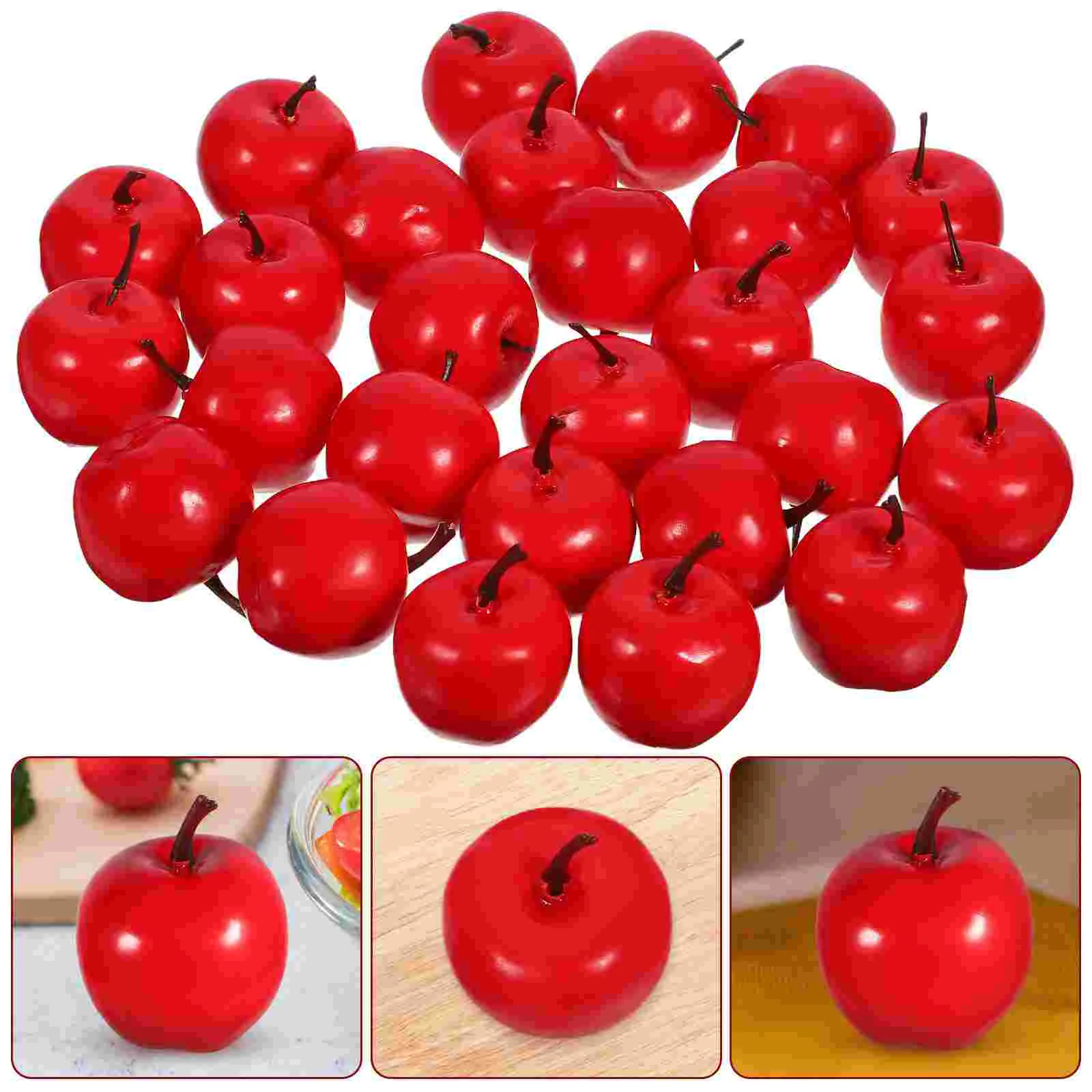 30 Pcs Artificial Models Lifelike Apples Prop Mini Simulation Ornament Supple Fruit Craft Foam DIY Supply