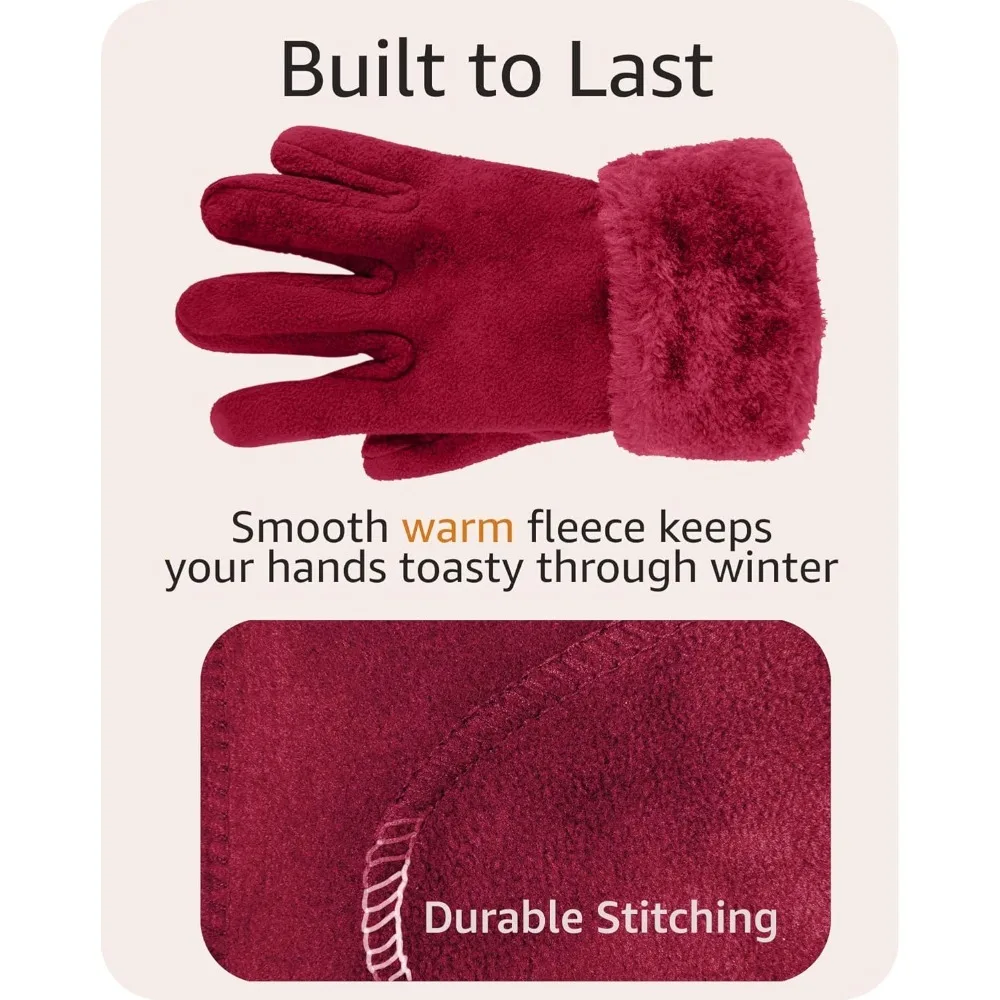 شتاء نسائي دافئ من الصوف - طقم قبعة وقفازات نسائية + قبعات وقفازات وأوشحة للنساء #4