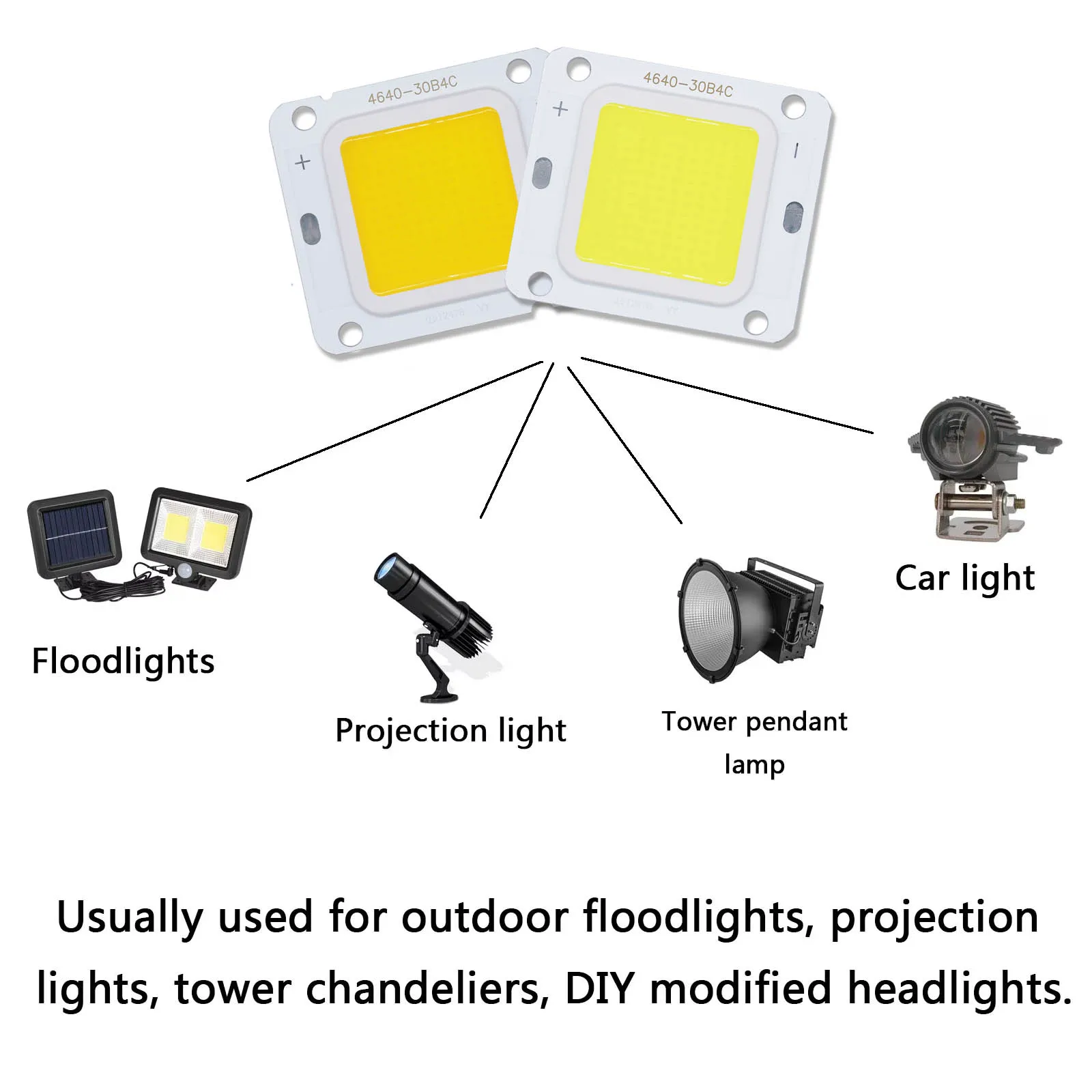 10 pz Ad Alta Luminosità 40 W 4640 LED COB Chip DC 12 V 2500mA Diodo LED Per Proiettore Faretto Proiettore Sorgente Luminosa Esterna FAI DA TE