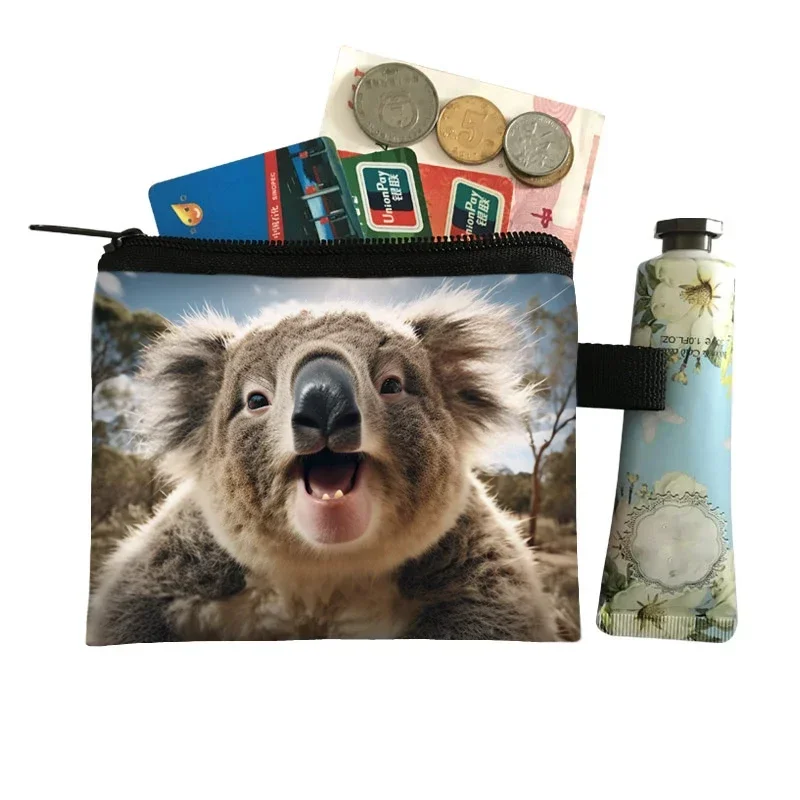 Happy Animal Faces Coin Purses Funny Laughing Animals ID Credit Card Holder Small Wallet Otter Ape Money Bag Zipper Bags Gift