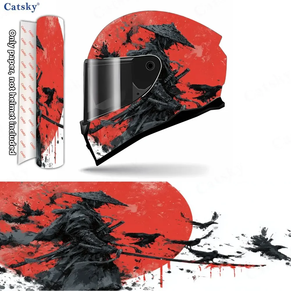 Single-sword Samurai Pattern Helmet stickers , PVC Material Multifunctional Helmet Stickers, Scratch-Resistant & Fade-Proof, Eas