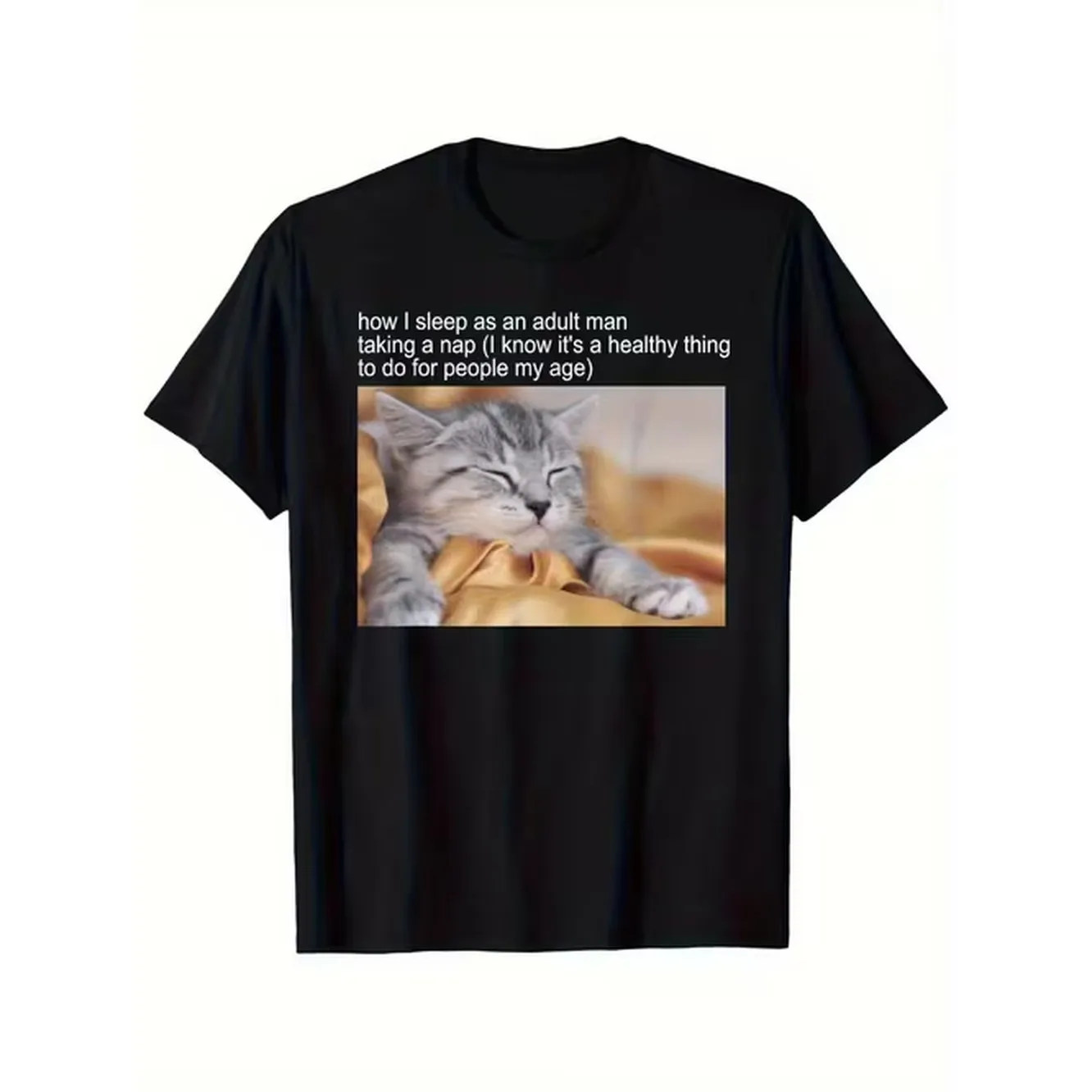 Camiseta divertida con imagen de meme de gato para hombre, suave, 180 g/m², cuello redondo, ropa casual en tallas S-XXXL, regalo ideal para entusiastas de los gatos y fanáticos de las bromas, diseño lavable.
