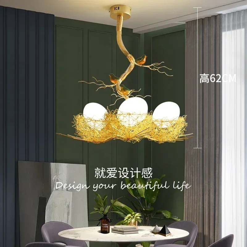 

Nordic Country Style Bird's Nest Chandelier Personalized Bar Lighting Online Influencer Fashion Creative Dining-Room Lamp