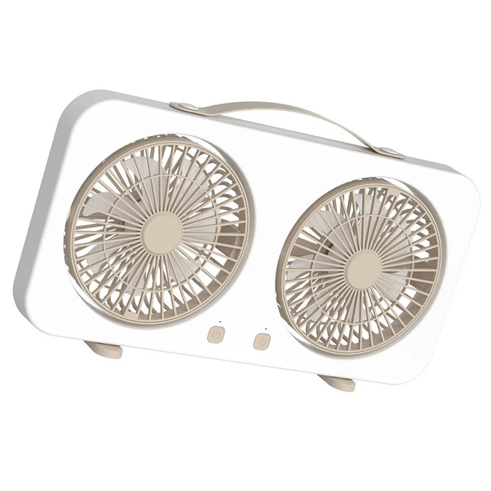 

Dual-Head USB Rechargeable Desktop Fan 5 Speed Settings Quiet Airflow for Home Office Living Room Bedroom Desk or Wall Mount