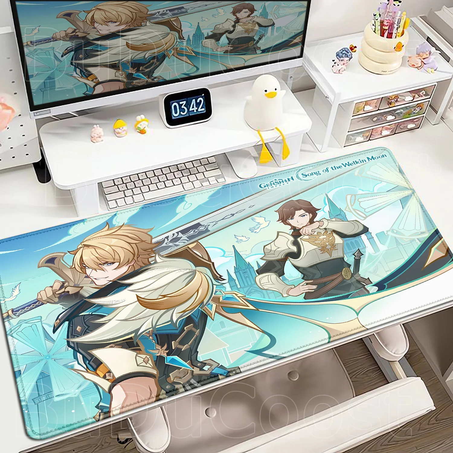 

Large Anime Game Varka Mousepad Non-slip Rubber Gaming Genshin Impact Mouse Pad Keyboard Mat Computer PC Laptop Pad XXL Desk Mat
