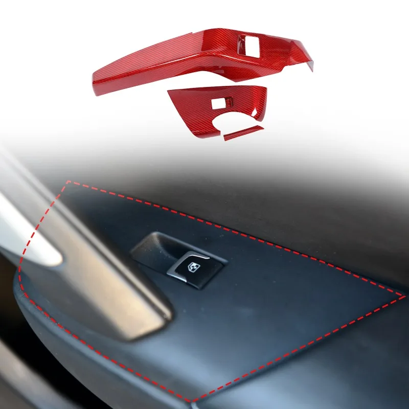Real Carbon Fiber Window Regulator Switch Frame Trim Cover Strip For 2014-2019 Corvette C7 Car Interior Accessories