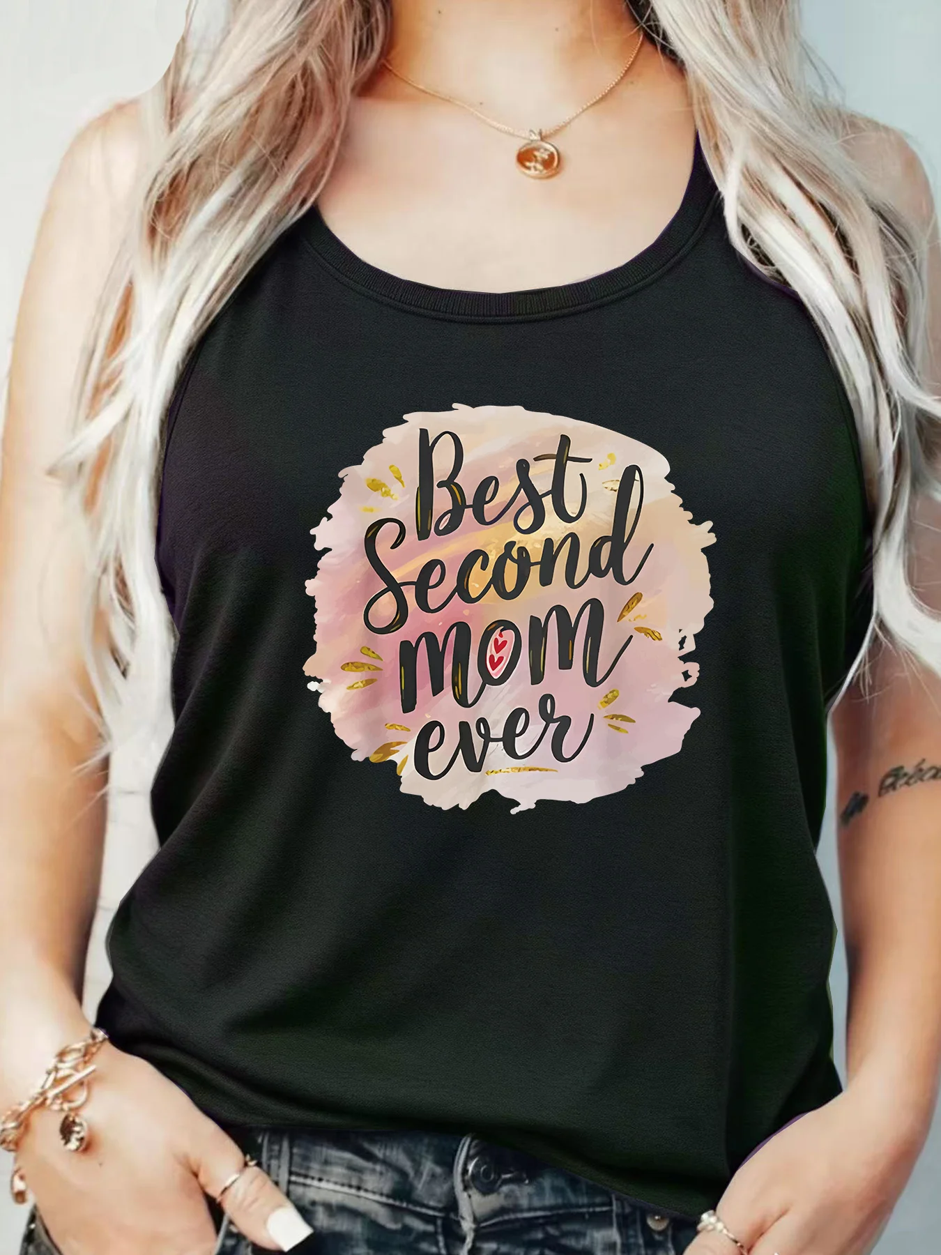 

Loose Fit Printed Pocket T-Shirt for Women with Ribbed Collar round Neck 1-8XL plus Size Comfortable Casual Vest
