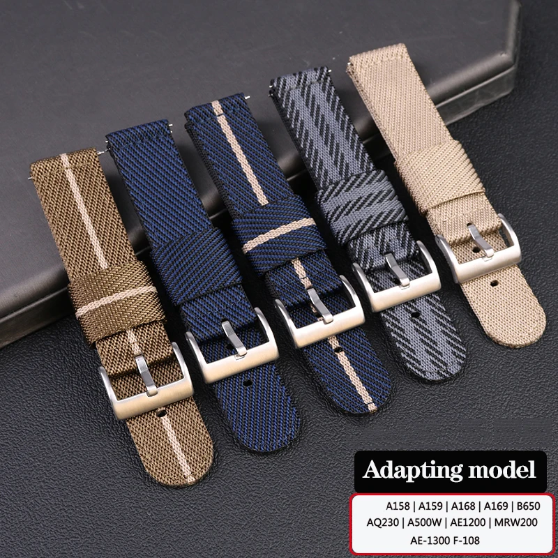 18mm Nylon Watchband for CASIO a168w A158 A159 A168 A169 B650 AQ230 700 MRW200 AEQ-110 Watch Breathable Canvas Strap Bracelet