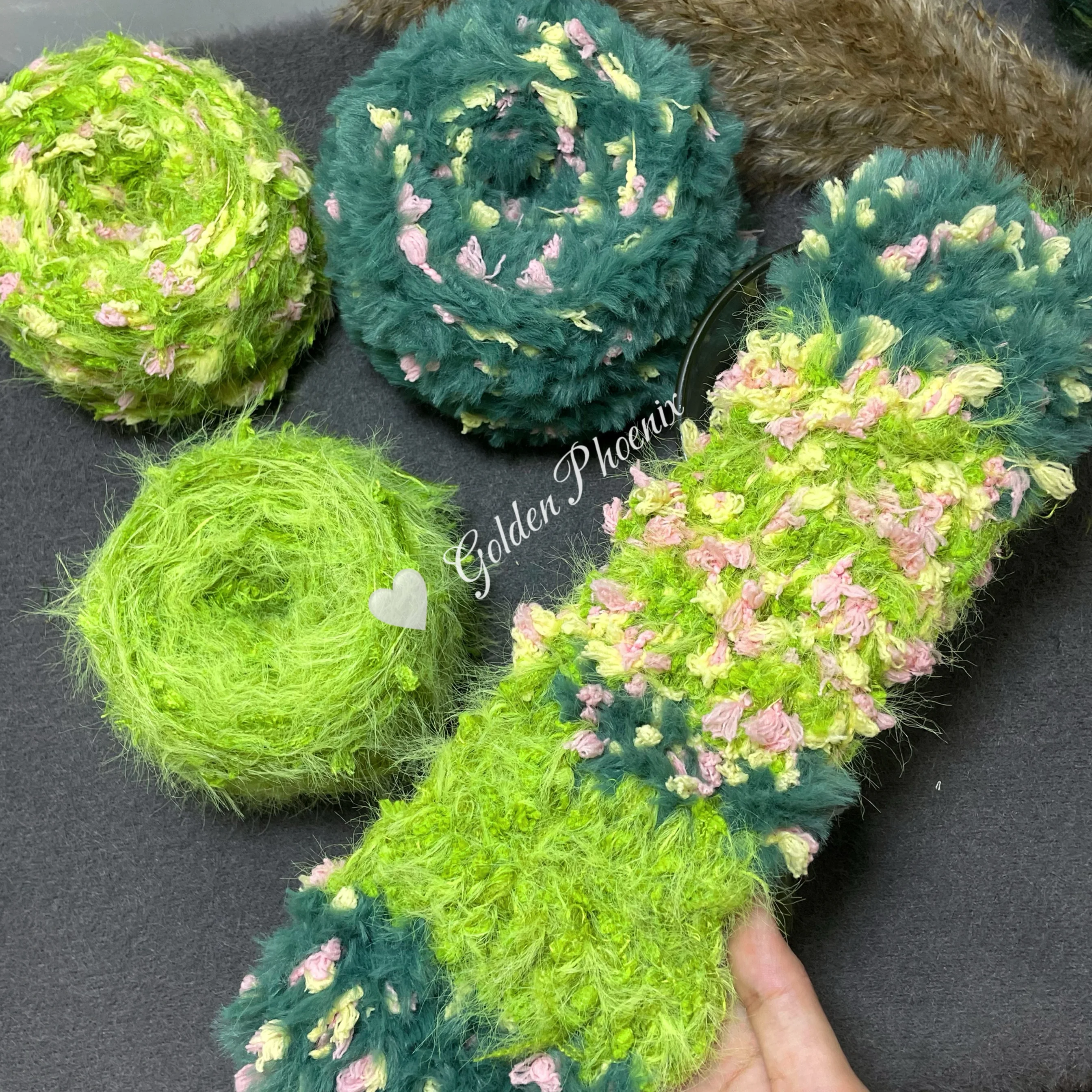 50g/Green Style Small Fresh Flower Features Soft Hand Mixed Thread DIY Hand Woven Cat Ear Hat Scarf Bag Card Set Cotton Yarn