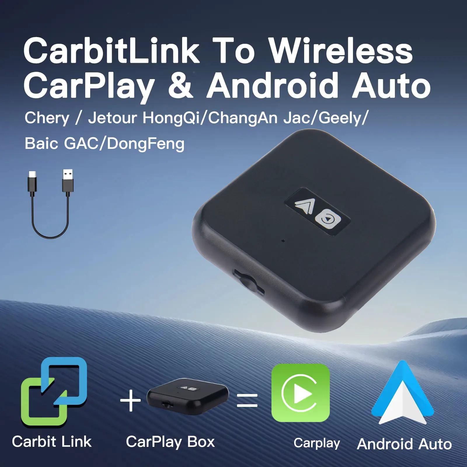 NewNEW Plug and Play Carbit Link to Wireless CarPlay Android AUTO Adapter Car Navigation Smart Machine Interconnection for Apple