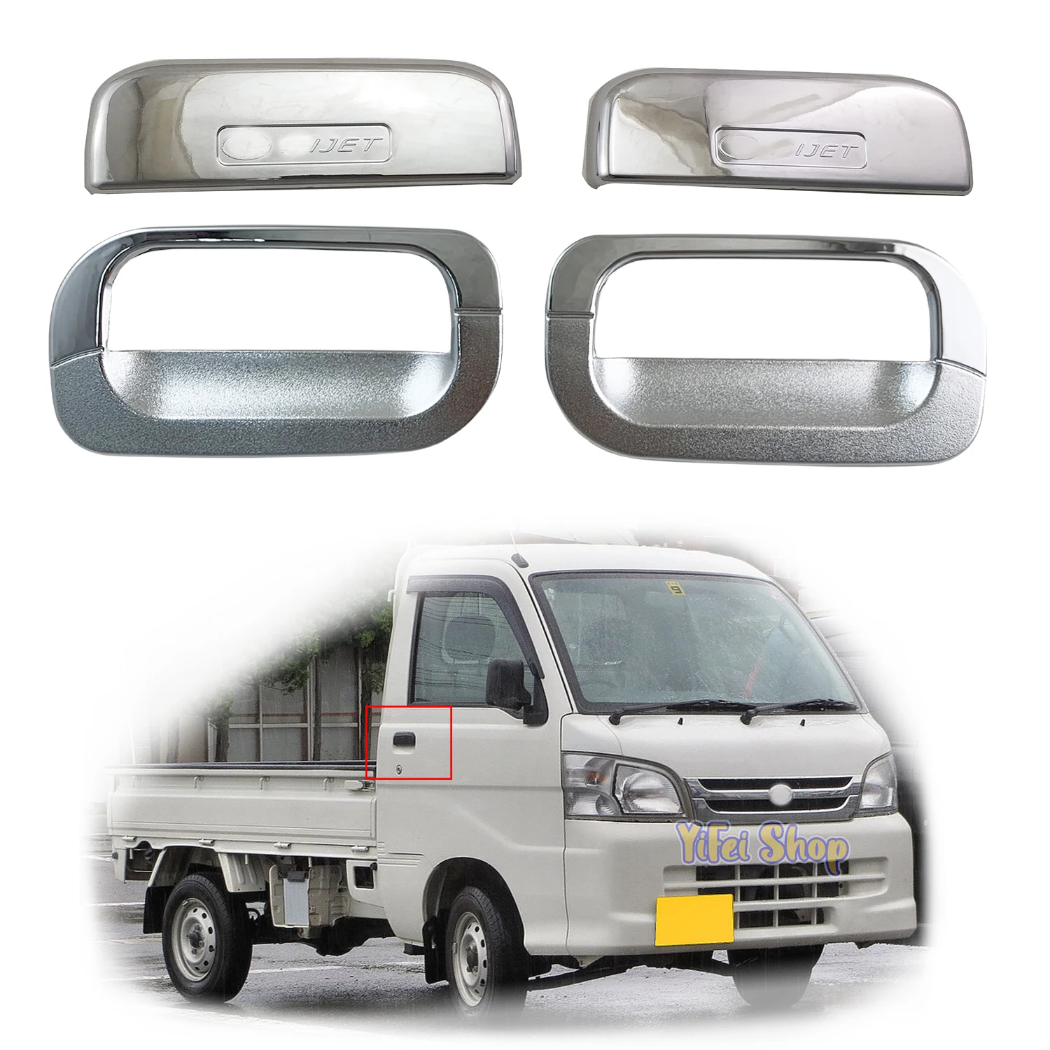 

ABS Chrome Car Accessory Door Handle Bowl Covers Trim Paste Style For Daihatsu Hijet Truck S100, S110, S120, S130 S211 2007-2014