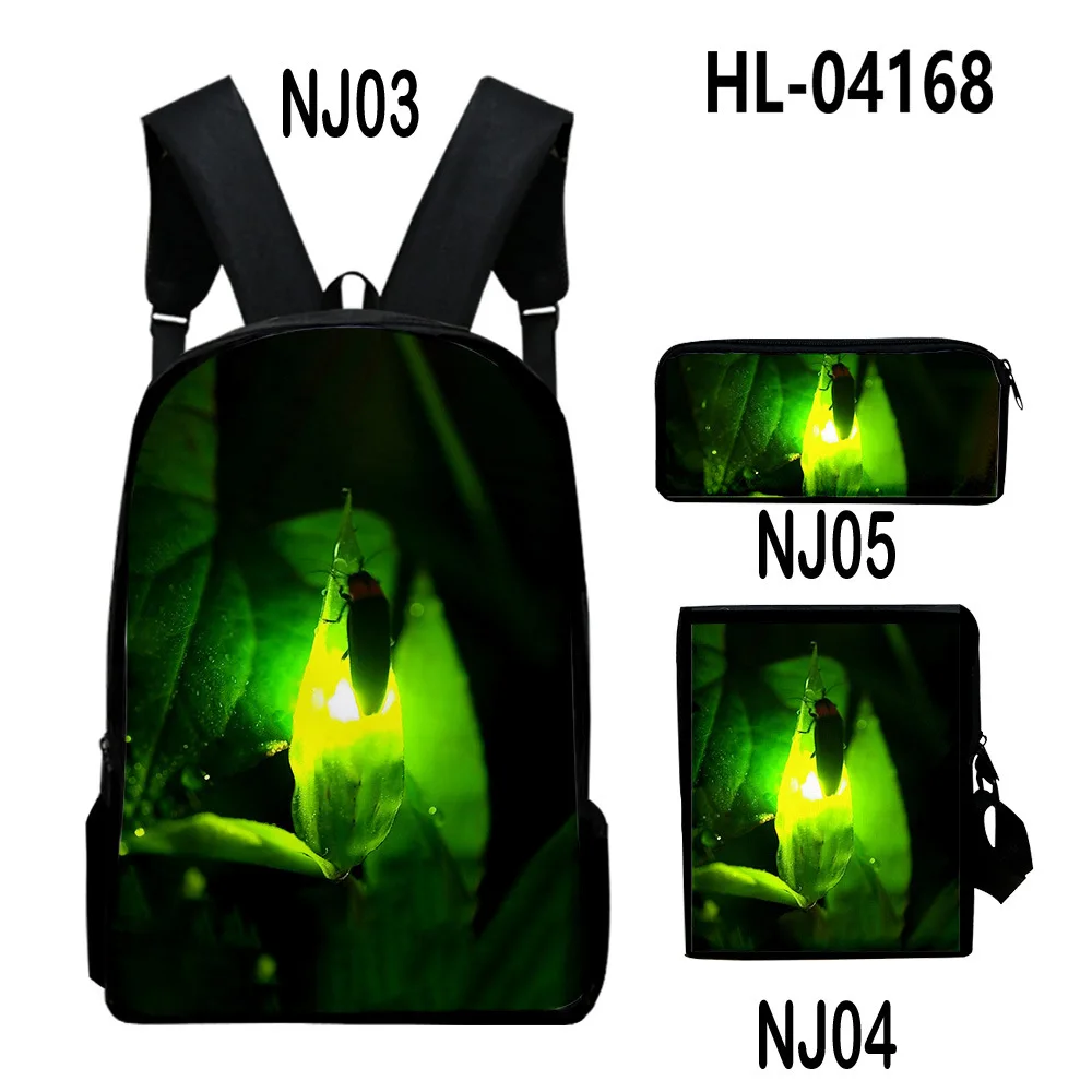 Classic Popular Classic Fireflies 3D Print 3pcs/Set pupil School Bags Laptop Daypack Backpack Inclined shoulder bag Pencil Case