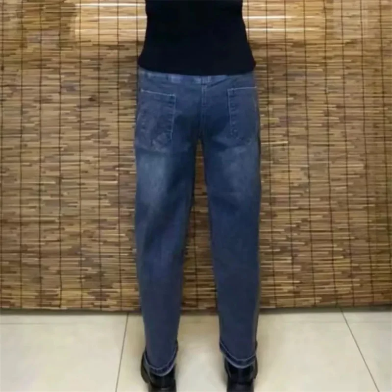 Retro Art 2025 Winter New Velvet Thickened Jeans Women\'s Elastic High Waist Embroidered Loose and Slim Harlan Pants Pocket Jeans