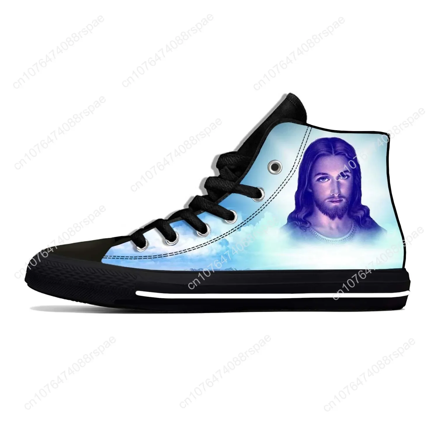 Sepatu kain kasual Yesus Kristus Cross God Faith sepatu Pria Wanita cetak 3D nyaman bersirkulasi atasan tinggi