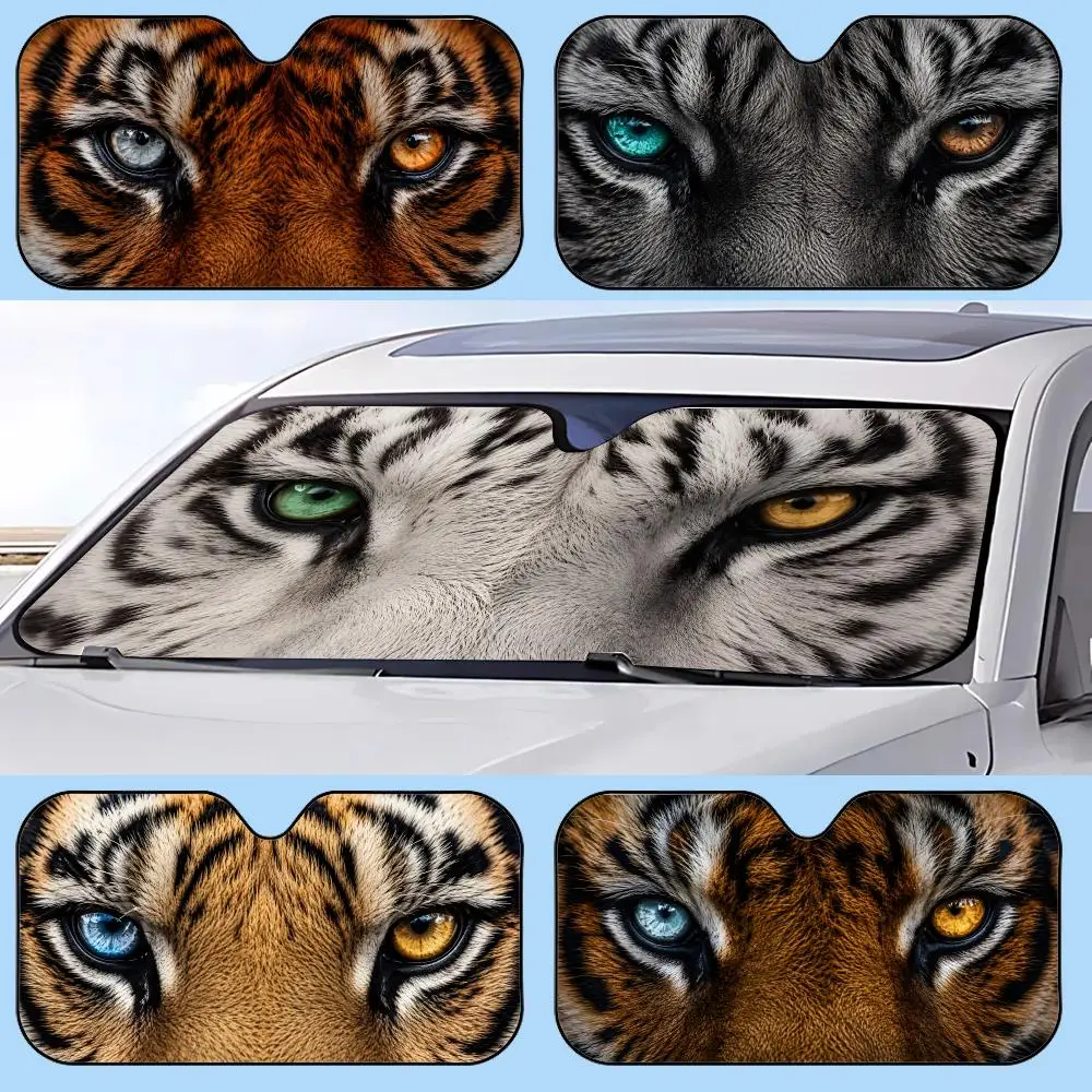 Cute tiger Driving eye Sun Visor Retractable Car Sun Visor Anti-Glare UV Protection Front Window Sunshade